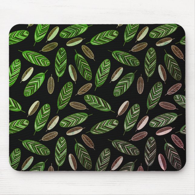Aesthetic Botanical Black& Green Mouse Pad Musmatta (Framsidan)