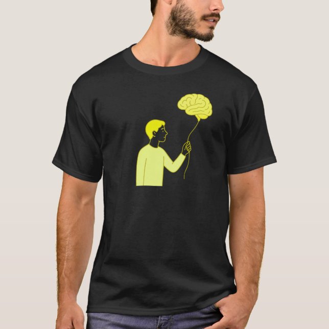 Aesthetic Brain Balloon • Funny Overthinking Art T Shirt (Framsida)