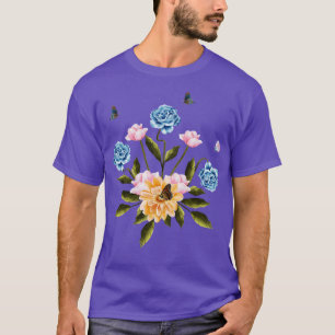 Aesthetic Butterflies on Flowers illustration T Shirt