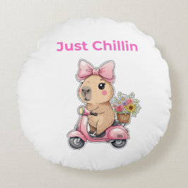 ​Aesthetic Capybara Just Chillin' Throw Pillow Rund Kudde