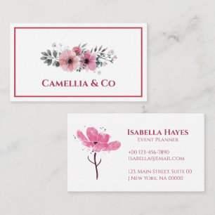 Aesthetic Charming Elegant Blommigt Watercolor Ros Visitkort