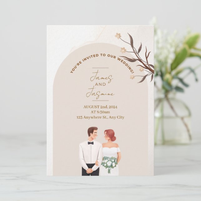 Aesthetic classy wedding invitation inbjudningar (Stående Fram)