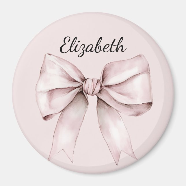 Aesthetic coquette pink bow Personalized Name Magnet (Framsidan)