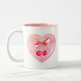 Aesthetic Coquette Rosa Bow Elegant Watercolor Två-Tonad Mugg