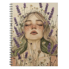 Aesthetic Cottagecore Girl Art Print Anteckningsbok