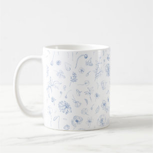 Aesthetic Elegance Beautily Blommigt Blue Mönster Kaffemugg