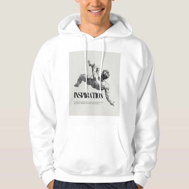 Aesthetic Falling Man Pencil Drawing Renaissance T Hoodie (Framsida)
