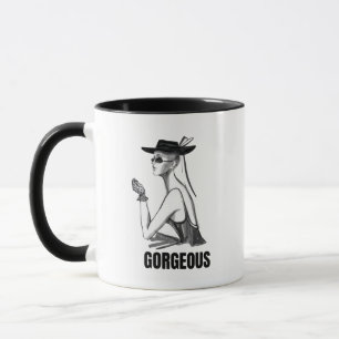 Aesthetic Fashion Girl Mugg   Svart & Vit Underbar