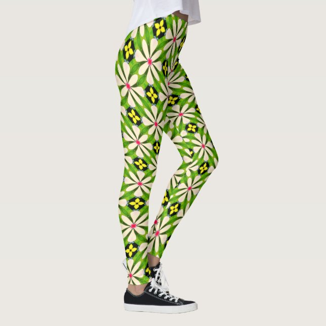 Aesthetic Flowers Mönster Leggings (Höger)