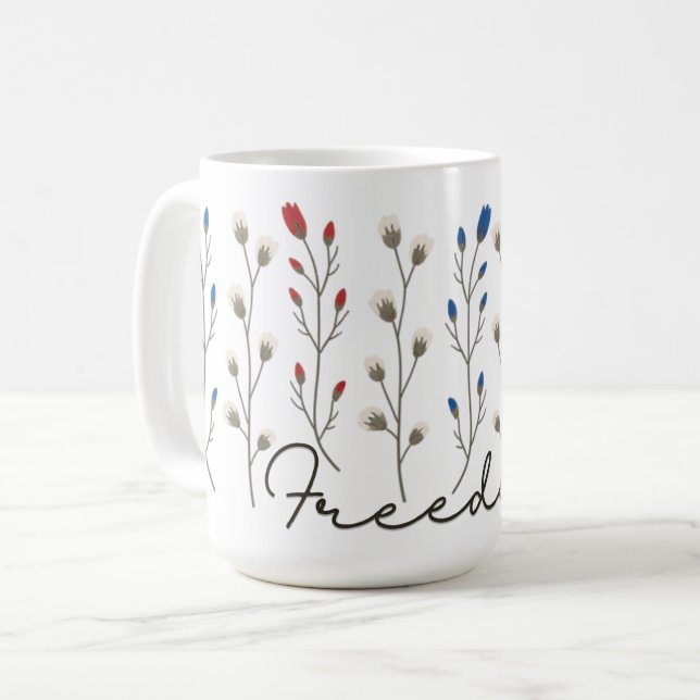 Aesthetic Freedom Wildflowers Patriotic Kaffemugg (Framsida vänster)