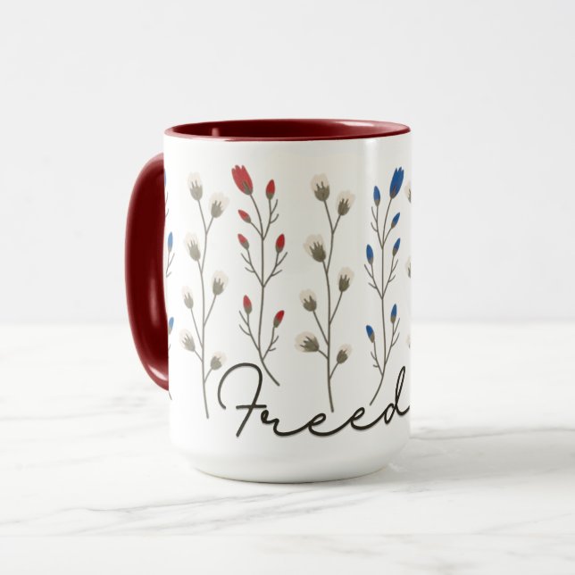 Aesthetic Freedom Wildflowers Patriotic Mugg (Framsida vänster)