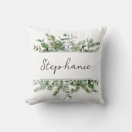 Aesthetic Fresh Greenery Personalize Namn Kudde