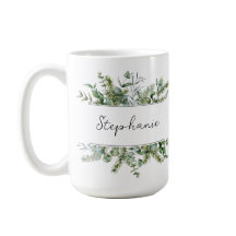 Aesthetic Fresh Greenery Personalize Namn Mugg