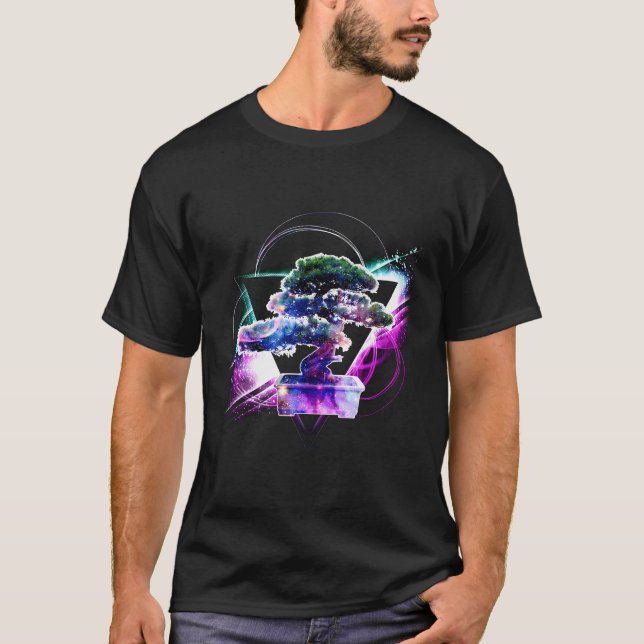 Aesthetic Galaxy Bonsai T Shirt (Framsida)
