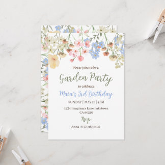 Aesthetic Garden Party Floral Birthday Invitation Inbjudningar