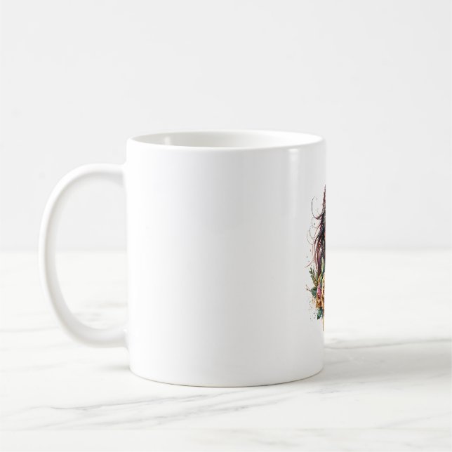 Aesthetic Girl Horse Glitter Ro Kaffemugg (Vänster)