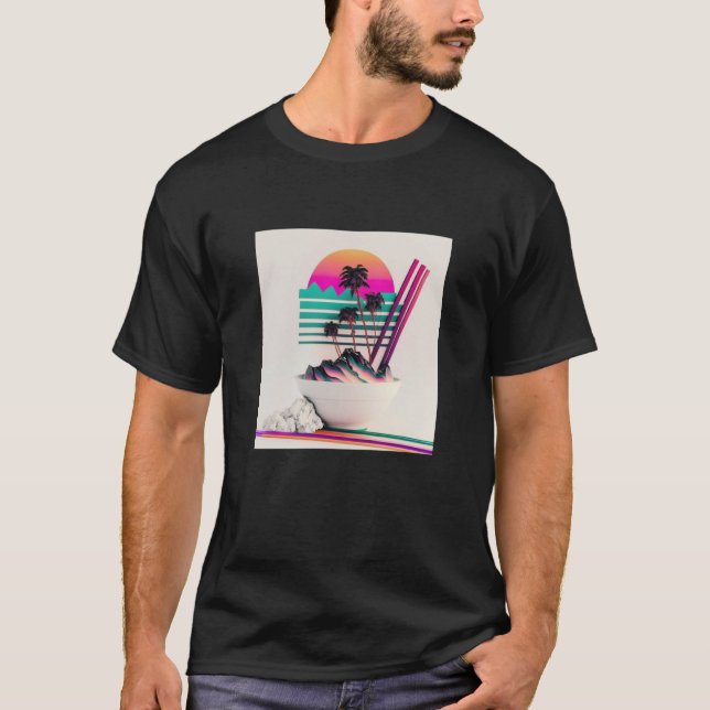 Aesthetic Glitch Retrowave Synthwave 1 T Shirt (Framsida)