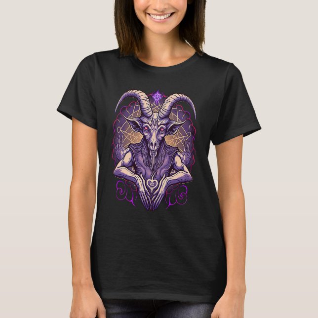 Aesthetic Goat Baphomet Occult Paranormal Demon T Shirt (Framsida)