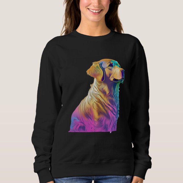 Aesthetic Golden Retriever Party with 80s Retrowav T Shirt (Framsida)