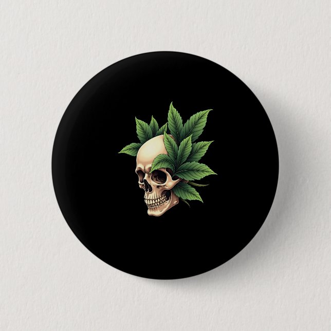 Aesthetic Goth Grunge Skull Tropical Monstera Leaf Knapp (Framsida)