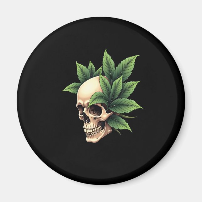 Aesthetic Goth Grunge Skull Tropical Monstera Leaf Magnet (Framsidan)