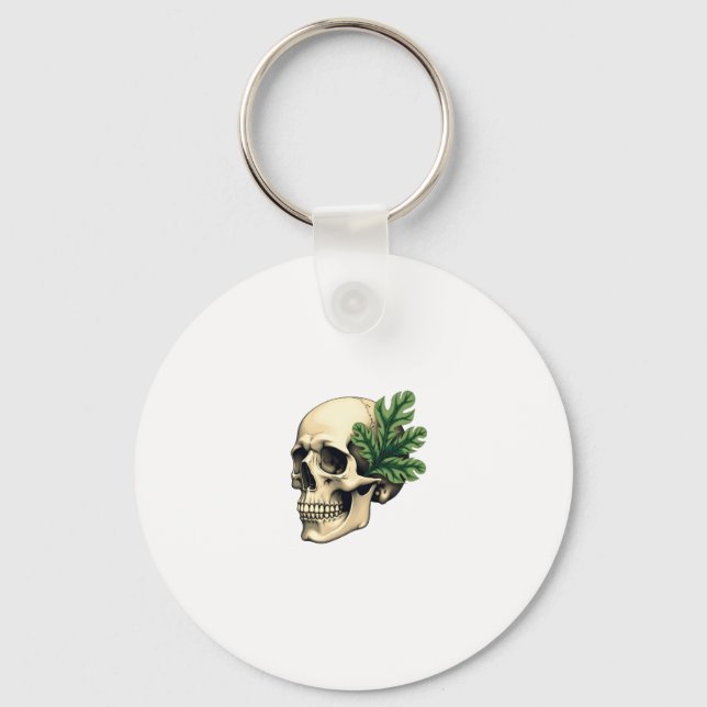 Aesthetic Goth Grunge Skull Tropical Monstera Leaf Nyckelring (Framsida)