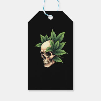 Aesthetic Goth Grunge Skull Tropical Monstera Leaf Presentetikett