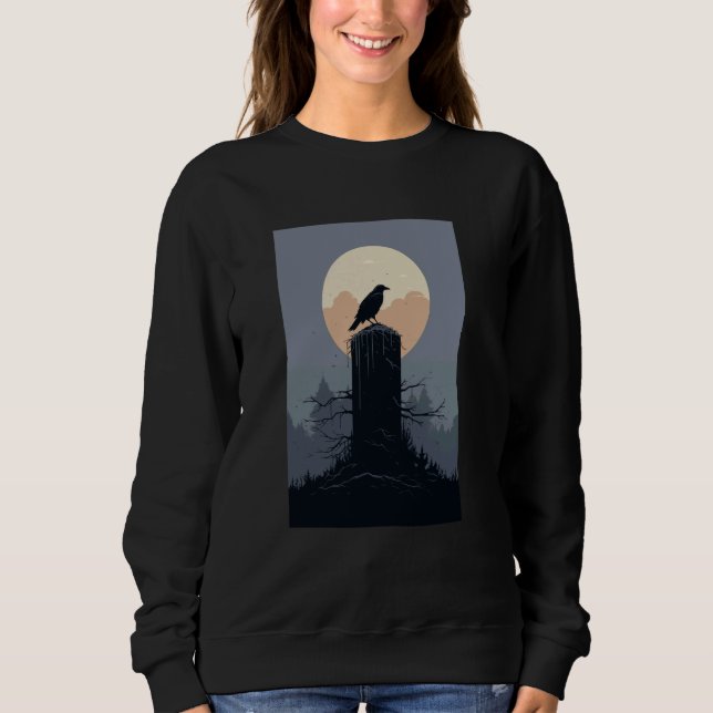 Aesthetic Gothic Raven på Gravsten T Shirt (Framsida)