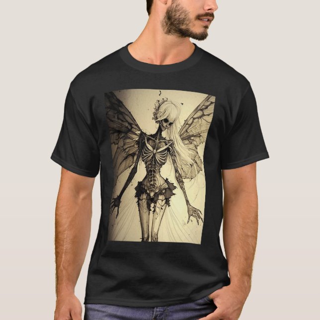 Aesthetic Grunge Fairycore Butterfly Gothic Horror T Shirt (Framsida)