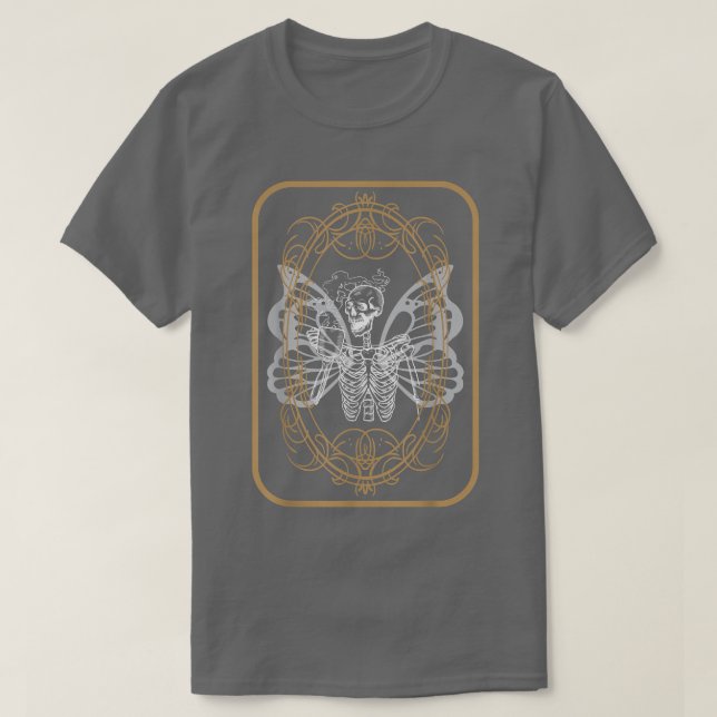 Aesthetic Grunge Skeleton Drinking Coffee Fairy Go T Shirt (Design framsida)