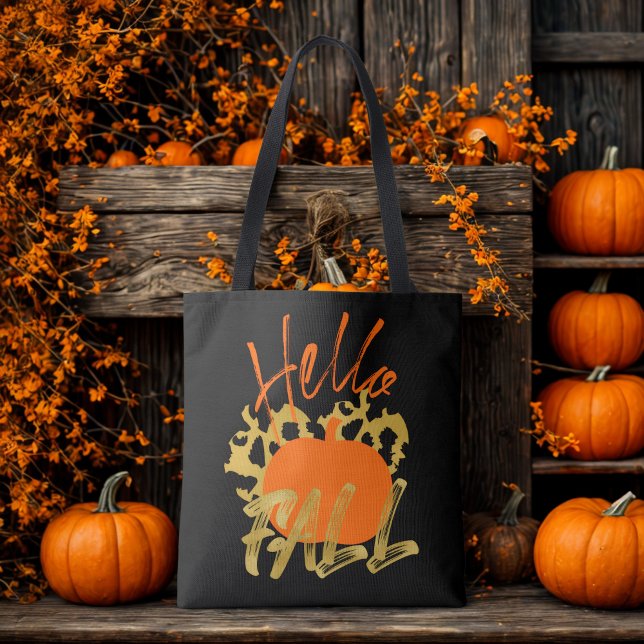 Aesthetic Hej Fall Snyggt Typography Black Tygkasse (Skapare uppladdad)