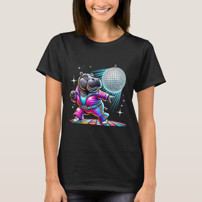 Aesthetic Hippo Dancing Disco T Shirt (Framsida)