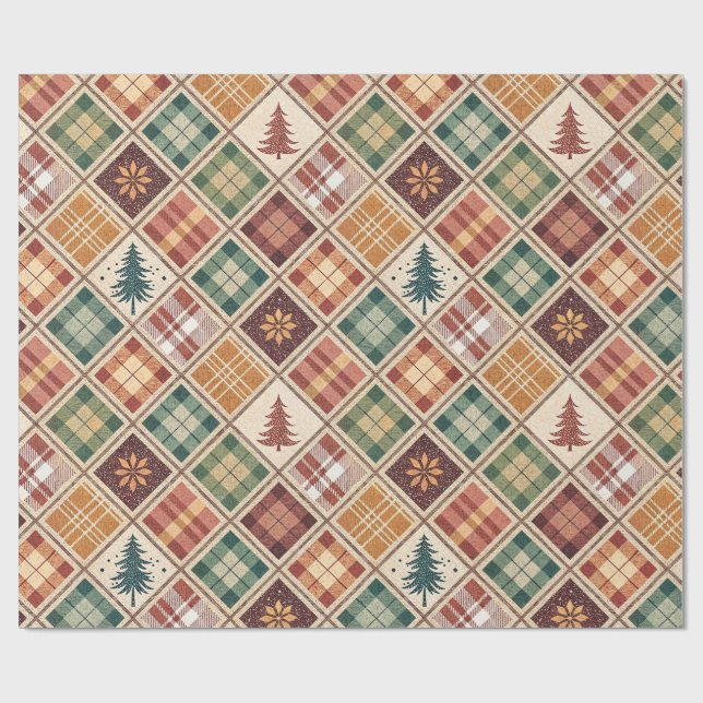 Aesthetic Holiday Checkered Wrapping Paper Presentpapper (Platt)