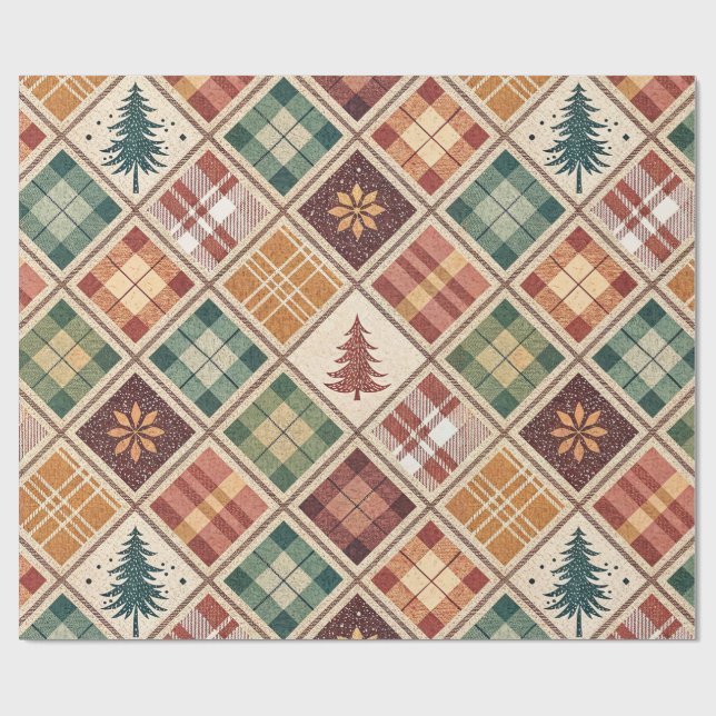 Aesthetic Holiday Checkered Wrapping Paper Presentpapper (Platt)