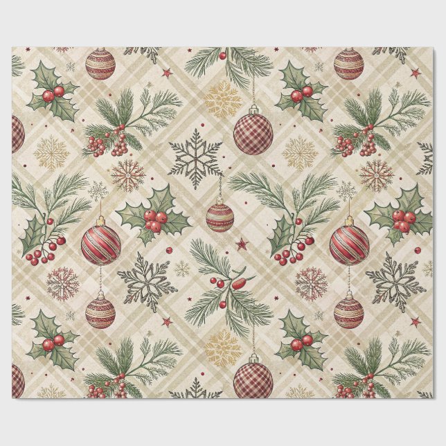 Aesthetic Holiday Checkered Wrapping Paper Presentpapper (Platt)