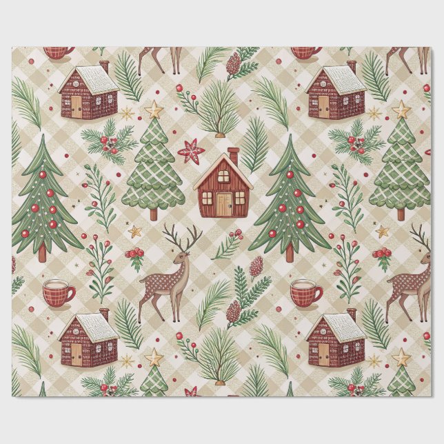 Aesthetic Holiday Checkered Wrapping Paper Presentpapper (Platt)
