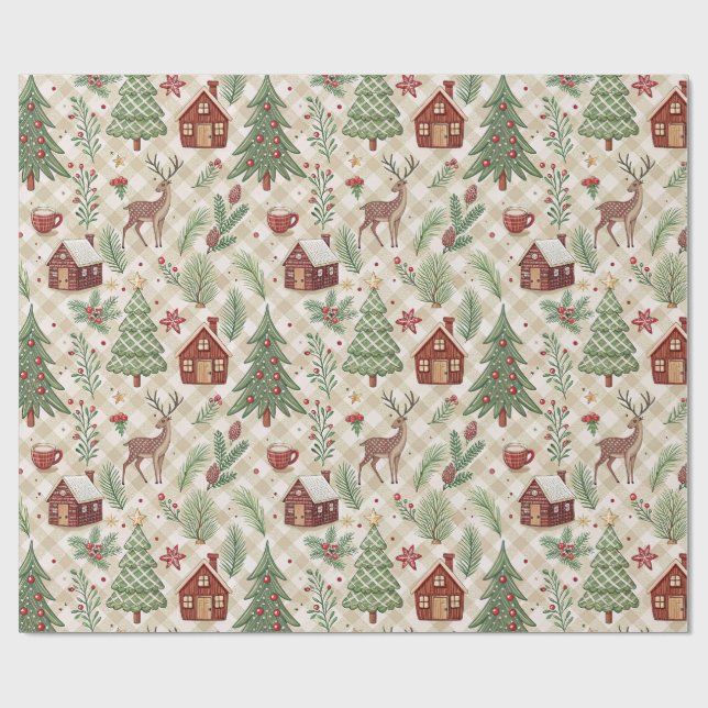 Aesthetic Holiday Checkered Wrapping Paper Presentpapper (Platt)