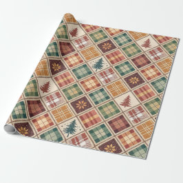 Aesthetic Holiday Checkered Wrapping Paper Presentpapper