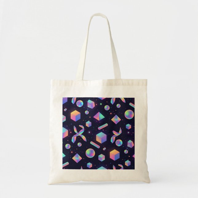 Aesthetic Holographic 3D Geometric Tote Bag Tygkasse (Framsidan)
