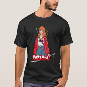 Aesthetic japanese katana girl samurais swords t shirt