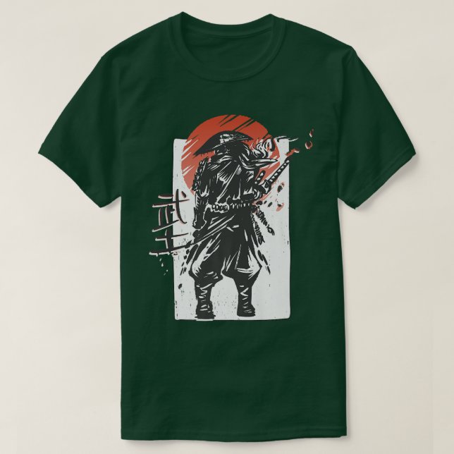Aesthetic Japansk Warrior Samurai  T Shirt (Design framsida)