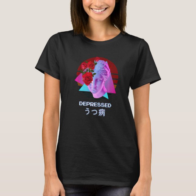 Aesthetic Japanska, undertryckt, Vaporwave T Shirt (Framsida)
