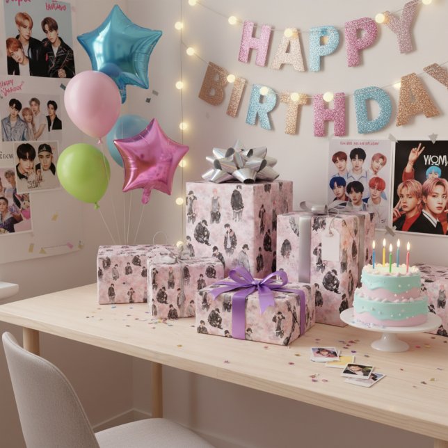 Aesthetic K-Pop Idols Silhouette Streetwear  Presentpapper (minimalist k-pop wrapping paper)