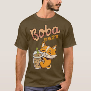 Aesthetic Kawaii Corgi Bubble Tea Funny Bobas Wel T Shirt