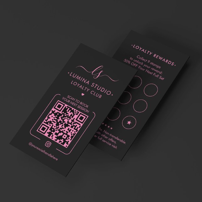 Aesthetic Lash Studio Brows Artist Rosa Svart Lojalitetskort (Aesthetic Lash Studio Brows Artist Pink Black Loyalty Card
)