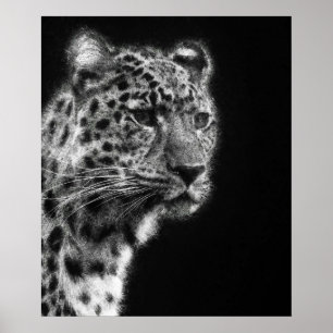 Aesthetic Leopard Cheetah Ansikte sketch art Poster