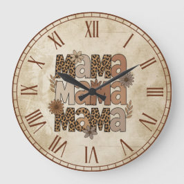 Aesthetic Leopard Print Mamma Typography Stor Klocka