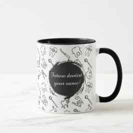 Aesthetic Minimalist Dental Icons Pattern Coffee  Mugg