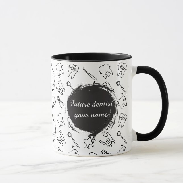 Aesthetic Minimalist Dental Icons Pattern Coffee  Mugg (Höger)