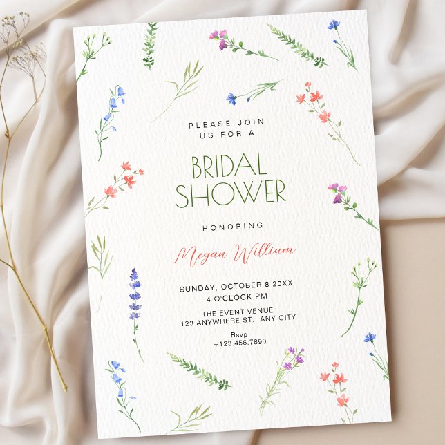 Aesthetic Minimalist falling flowers bridal shower Inbjudningar (Skapare uppladdad)